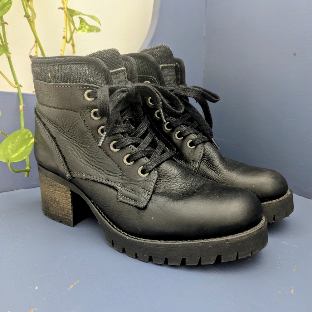 Black Leather Ankle Boots
